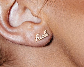 "Fuck" Sterling Silber Ohrstecker, Rude Schmuck."