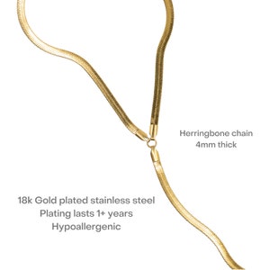 Gold Herringbone Body Chain, Gold body chain jewelry for women, gold body jewelry, gold lariat, Gold Herringbone Chain, Gold Beach Chain image 2