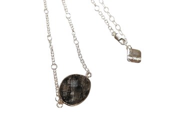 Sterling Silver Rutilated Quartz Necklace, Talisman Choker