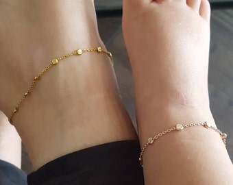 Mommy And Me Anklets, Gold Mommy And Me Anklets, Rose Gold Anklets, Gold Anklets, Matching Anklets, Dainty Baby Anklet, Mommy And Me Outfits