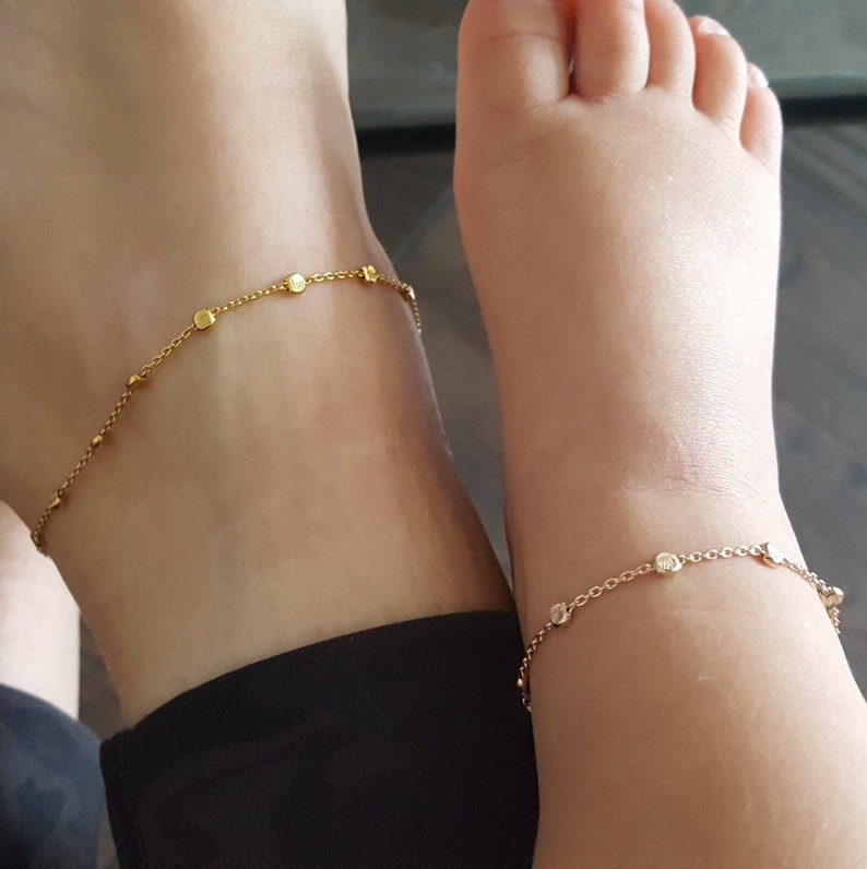 Mommy And Me Anklets, Gold Mommy And Me Anklets, Rose Gold Anklets, Gold Anklets, Matching Anklets, Dainty Baby Anklet, Mommy And Me Outfits 