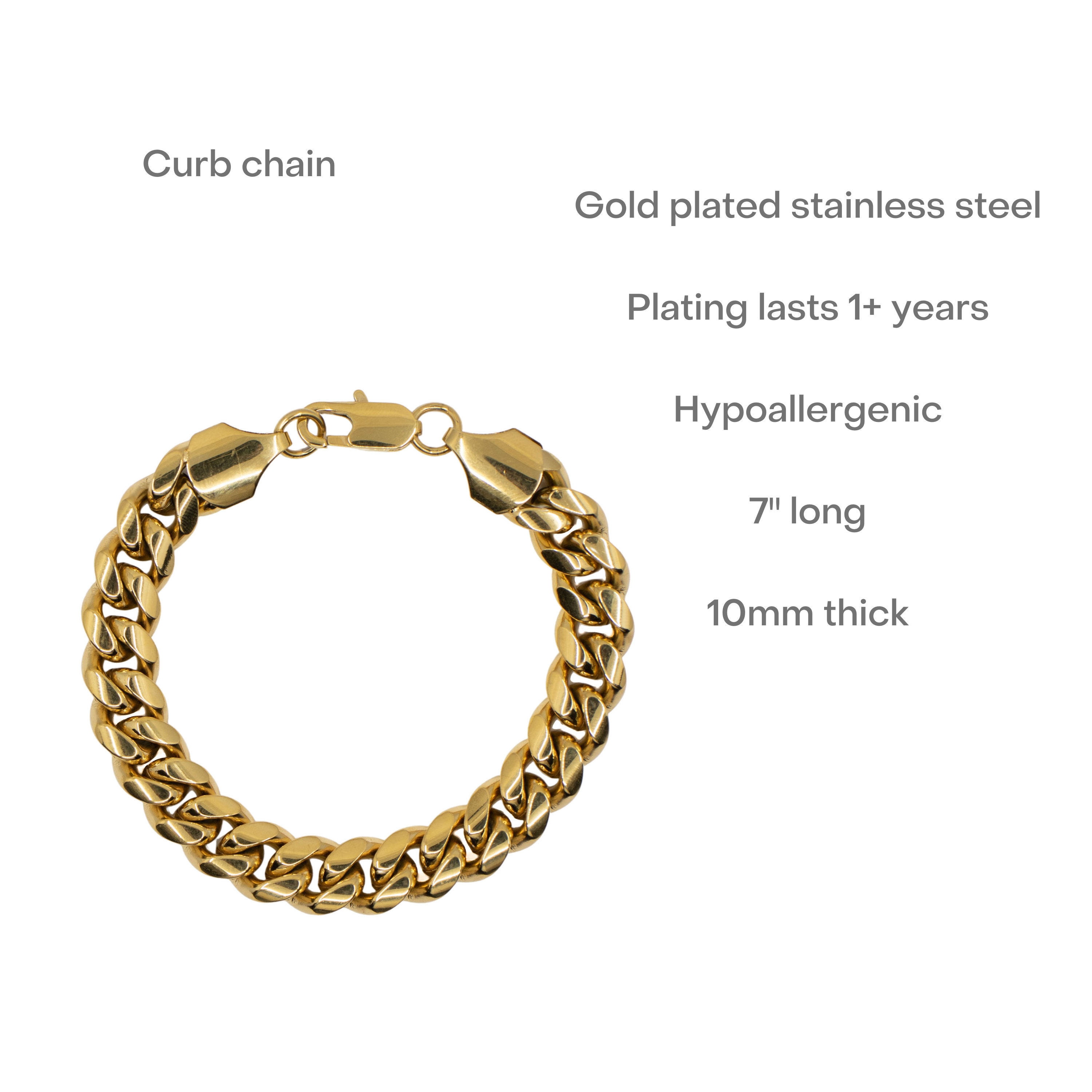 Chunky Gold Bracelet 18k Gold Plated Cuban Chain Bracelet Etsy