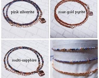 Edelstein Choker Halskette, Rose Gold Armband, Layering Schmuck