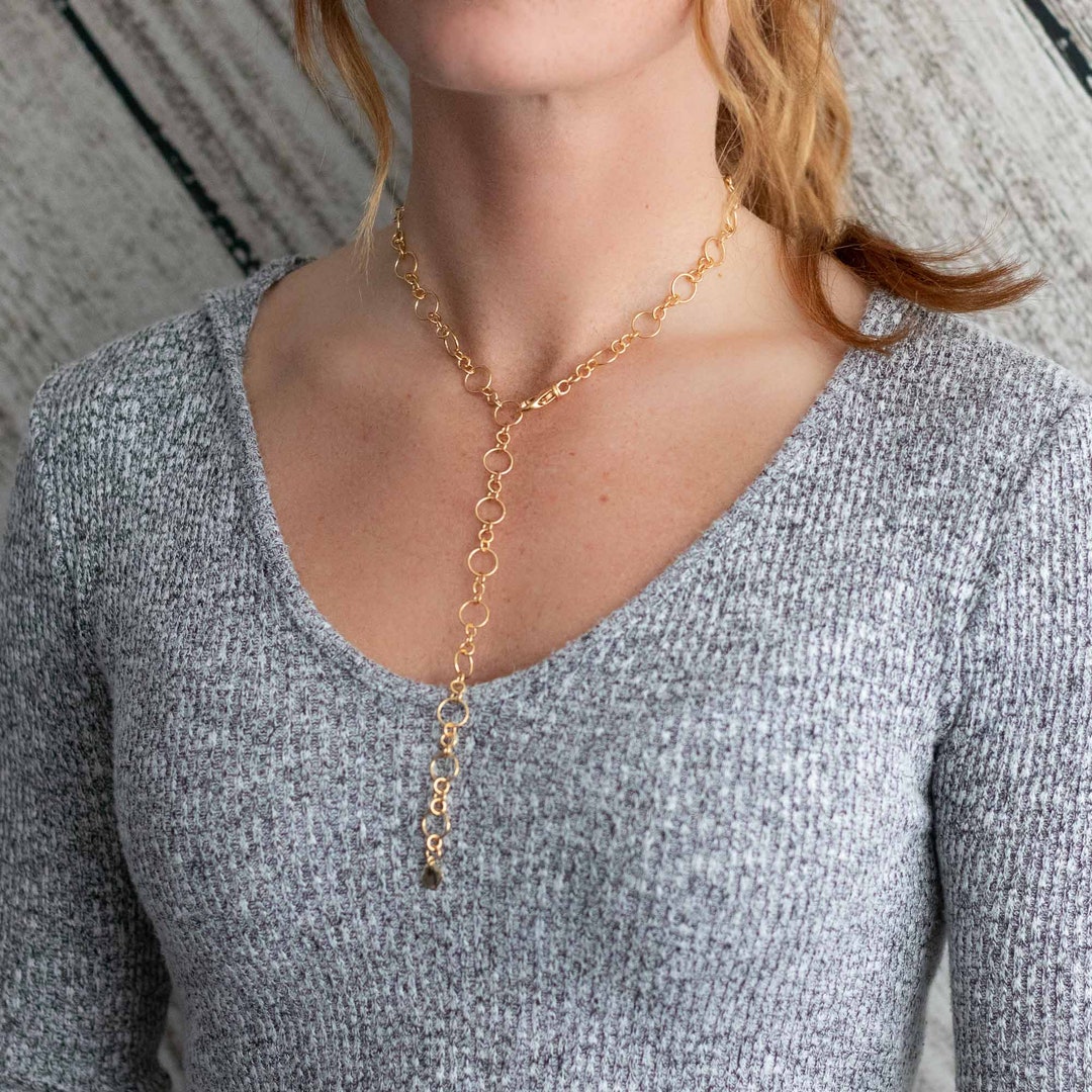 Chunky Gold Chain, Large Gold Chain, Gold Lariat, Convertible Necklace ...