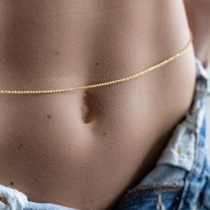 18k Gold Vermeil Belly Chain, Dainty Gold Belly Chain, Bikini Jewelry, Beach Jewelry, Waist Jewelry, Belly Jewelry, Gold Body Chain