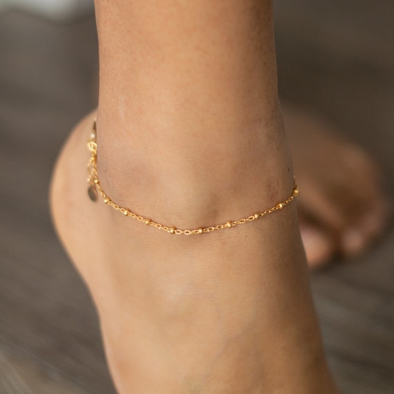 Buy 18K Gold Anklet, Curvy Chain, Dainty Chain, Bead Chain, Twist Chain,  Cuban Chain, Tiny Link Chain, Rope Chain, 18K Gold Chain Anklet, Gift  Online in India - Etsy