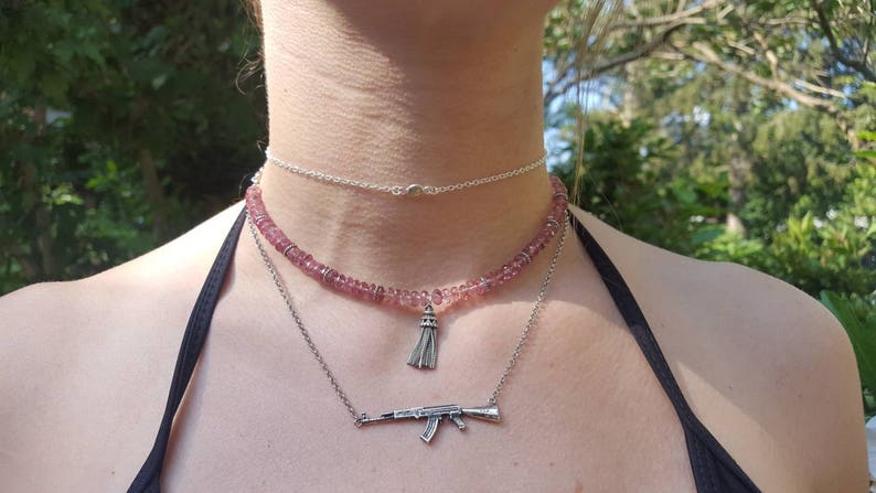 pink topaz gemstone necklace gemstone choker pink topaz necklace tassel necklace gemstone charm necklace tassel choker festival choker