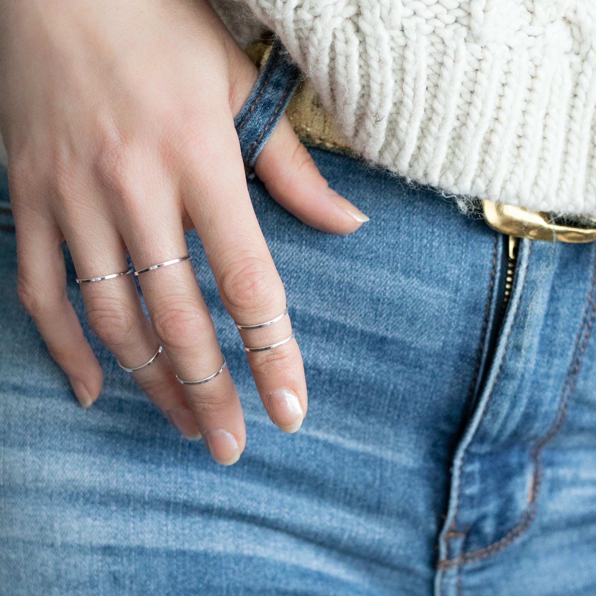 Dainty Sterling Silver Flat Band Ring, Stackable Wire Ring - Etsy