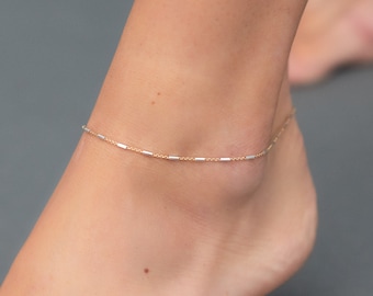 Dainty 18k Gold Vermeil Anklet, Sterling Silver Chain