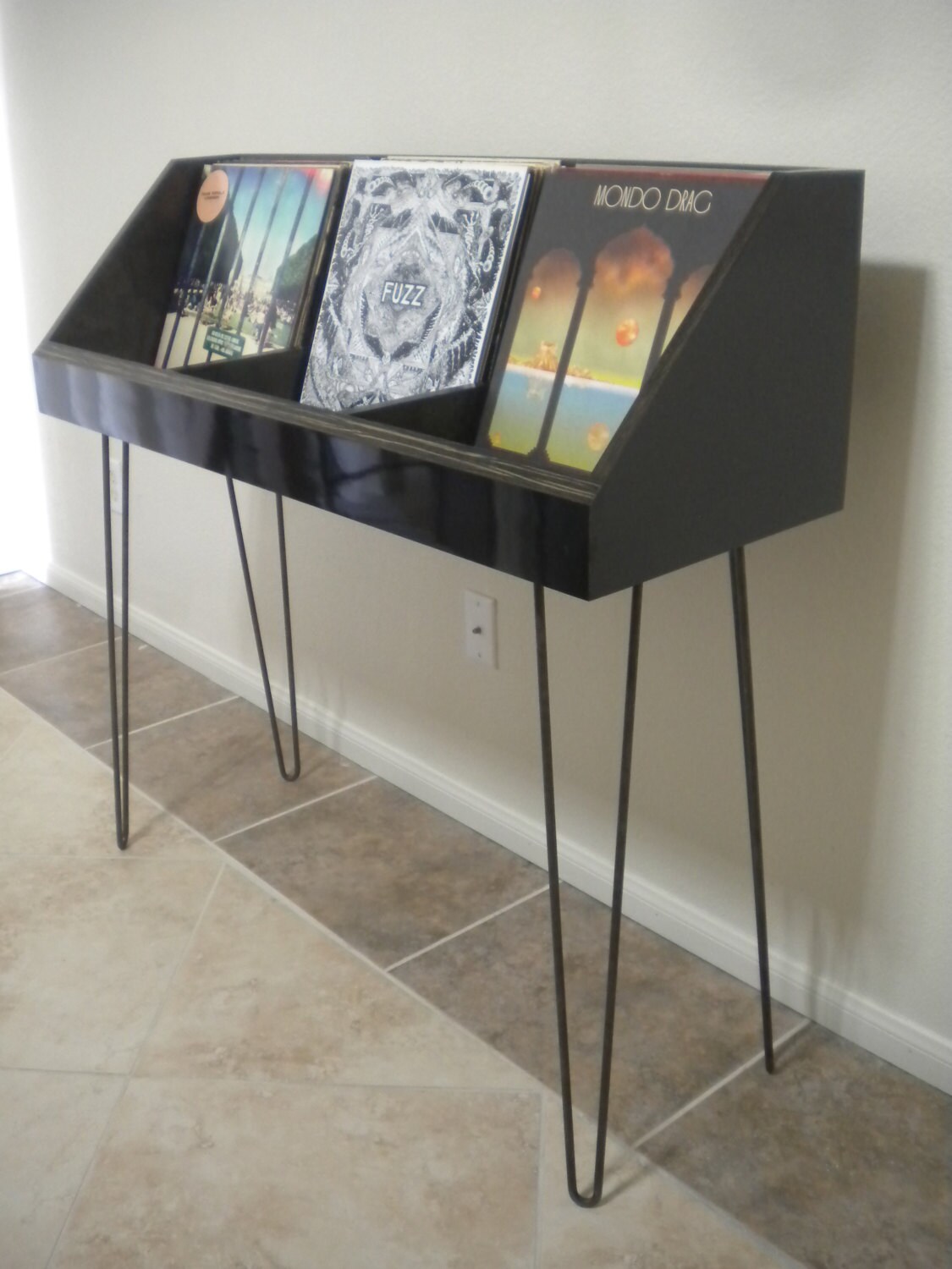 Vinyl Record Storage Stand and Display on Hairpin Legs Holds Etsy