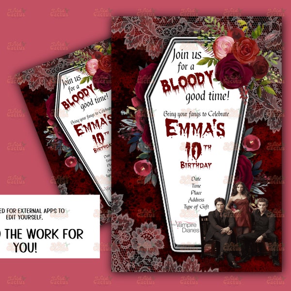 Vampire Diaries birthday party invitation