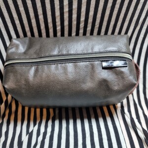 Handmade Dopp Box Bag Brown Faux Leather