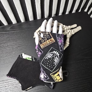 Double Layer Fingerless Gloves Neon Tarot Wrist