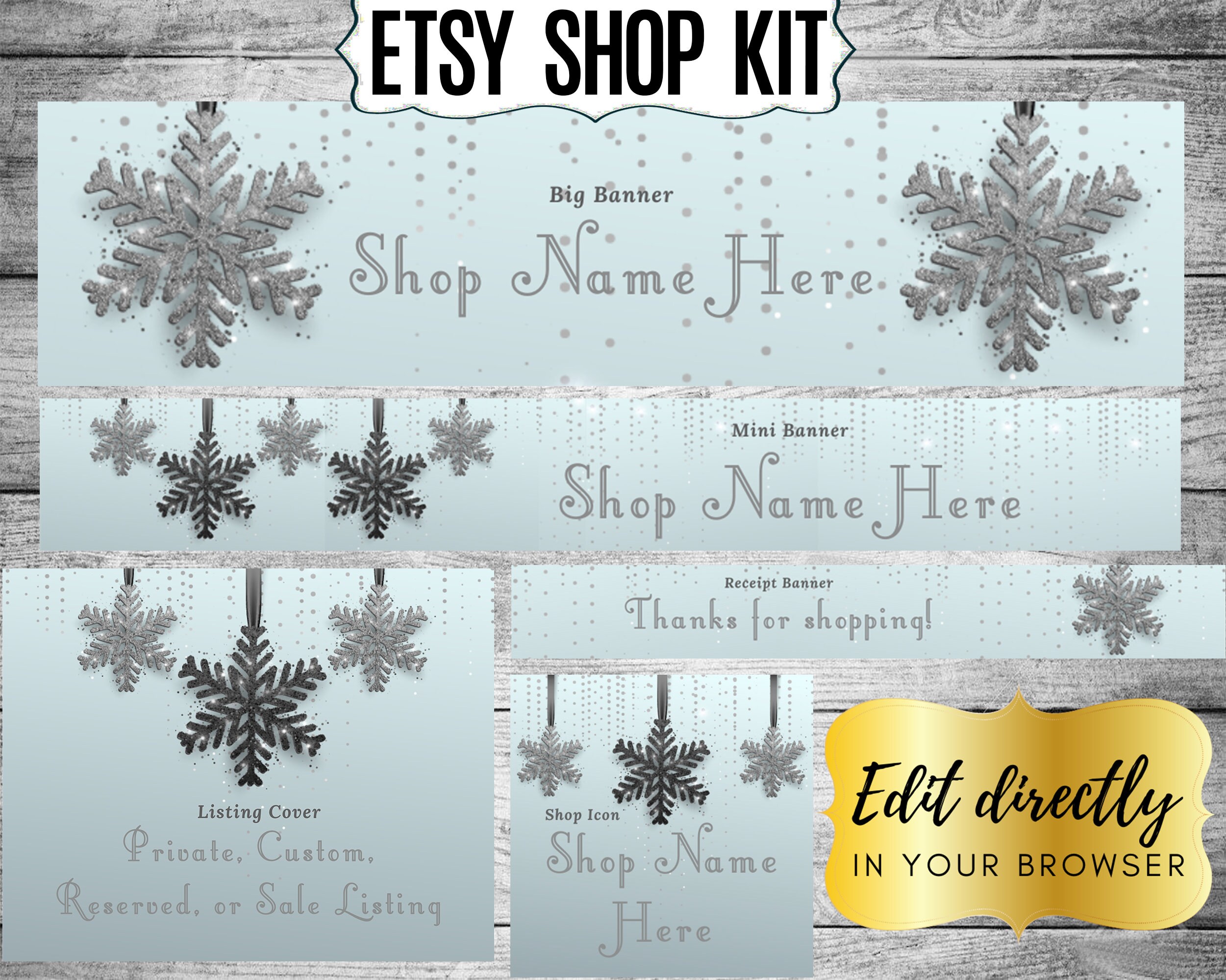 Metallic cut out snowflakes in snowfall shop icon Sterling Snowflakes ...