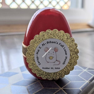 50 red egg & ginger party egg gift candy favors Chinese zodiacs,gold red egg party, one month, 100 day birthday, year of rat ox tiger zodiac