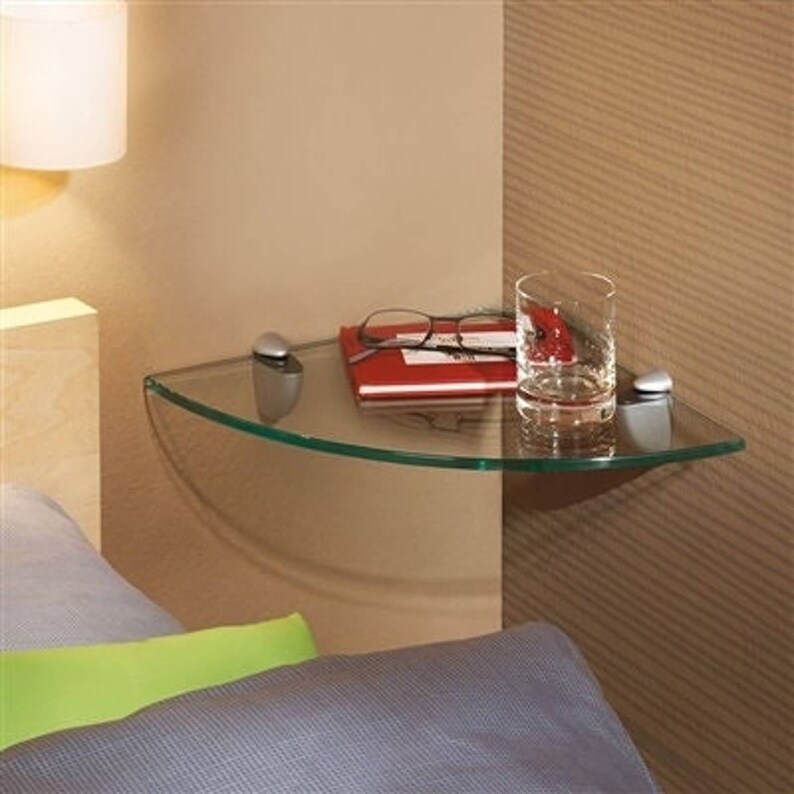 Tempered Glass Corner Shelf With Bright Chrome Brackets 12 X 12 Etsy