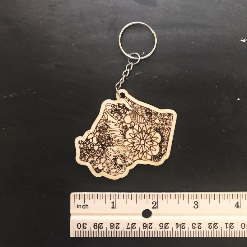 Wisconsin Home Key Chain Wisconsin Gift for Him Wisconsin Wood Keychain Wisconsin Theme Gifts WI Home Keychain