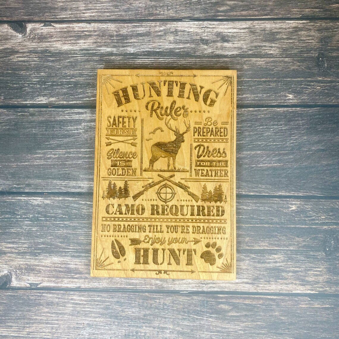 Hunting Rules Sign Hunting Wood Sign Hunting Decor for Man Etsy