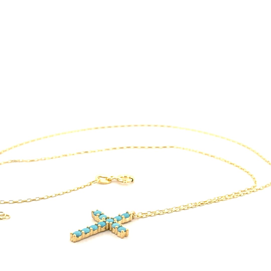 Crystal Cross & Turquoise Necklace main image 1