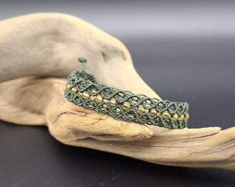 Bransoletka regulowana Micro Macrame Forest Green
