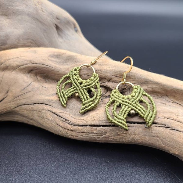 Green Micro Macrame Earrings