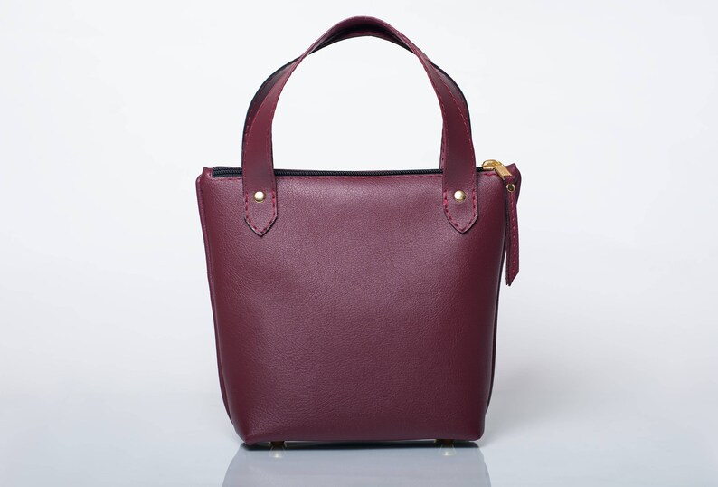 burgundy tote bag