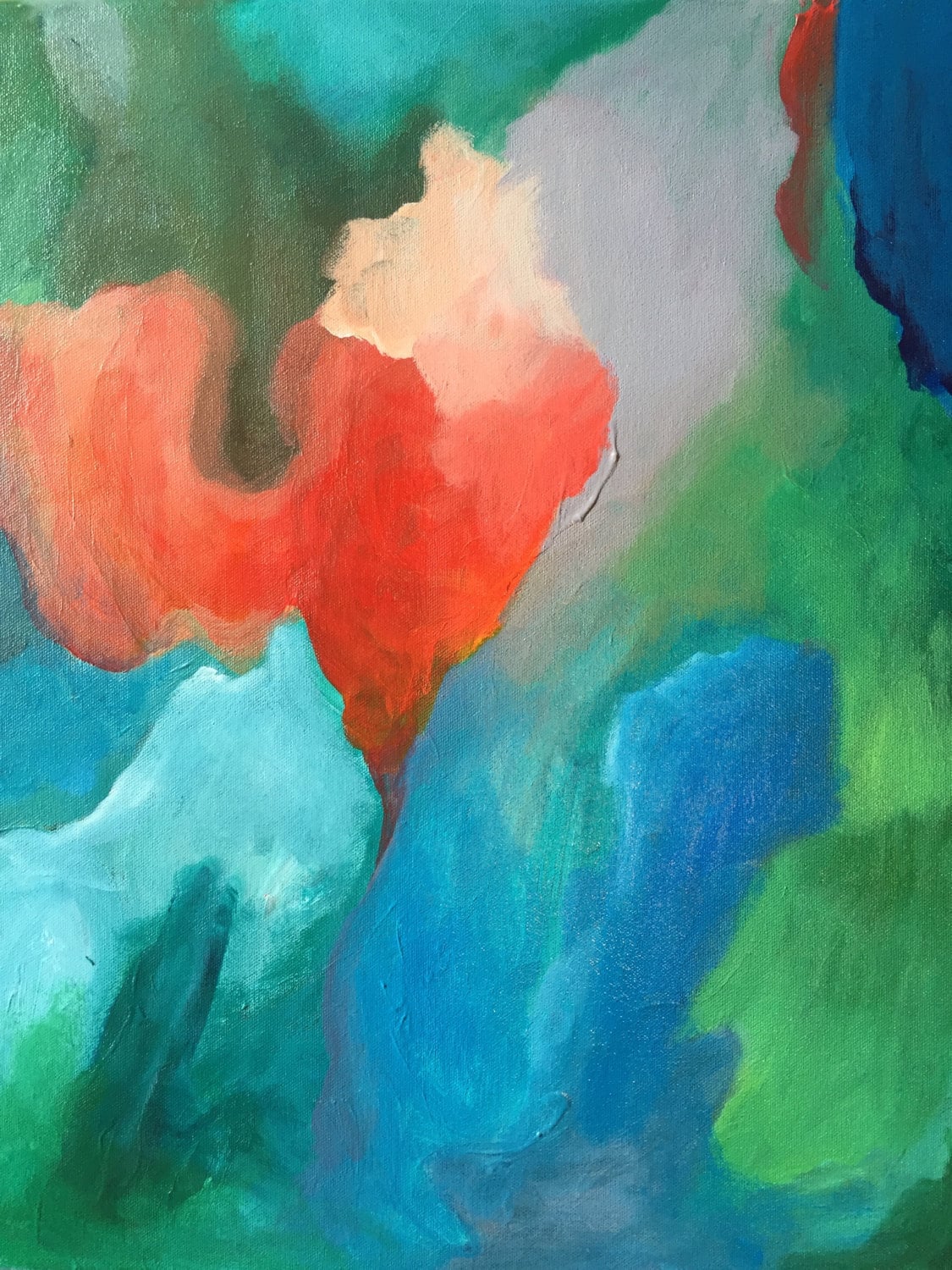 Artiste De Laguna Beach 16 X 20 Peinture Bleu Corail Et Vert Etsy
