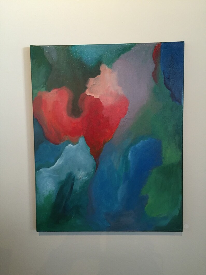 Artiste De Laguna Beach 16 X 20 Peinture Bleu Corail Et Vert Etsy