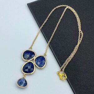 Lapis Lazuli Charm Statement Necklace, Wedding Bridesmaid Gift Necklace, Lapis Lazuli Stone Charm Necklace, Blue Charm Necklace |11
