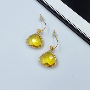 Citrine Statement Earrings, November Birthstone Earrings, Citrine Jewelry, Gold Statement Earrings, Mother&#39;s Day Gift, Yellow Earrings |ST1