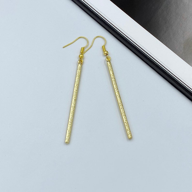 Gold Bar Earrings Bar Earrings Textured Bar Earrings Stick Earrings Minimalist Bar Earrings Gold Sticks Earrings Geometric Earrings