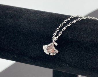 Silver Ginkgo Leaf Charm Necklace, Silver Charm Necklace, Ginkgo Charm Necklace, Ginkgo Necklace, Ginkgo Leaf Pendant Necklace |12