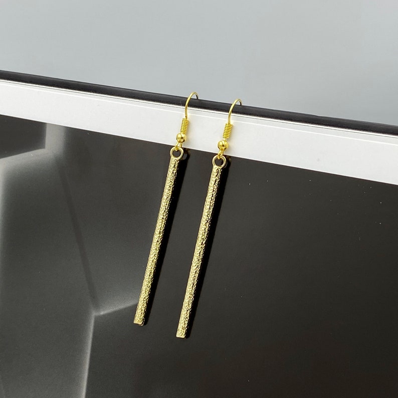 Gold Bar Earrings Bar Earrings Textured Bar Earrings Stick Earrings Minimalist Bar Earrings Gold Sticks Earrings Geometric Earrings