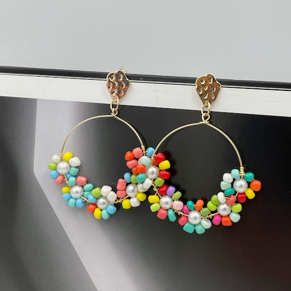 Beaded Decorative Hoop Earrings Beaded Decorative Hoop Earrings