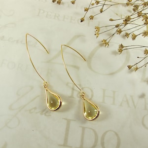 Statement Yellow Teardrop Earrings, November Birthstone Statement Earrings, Long Yellow Drop Earrings, Yellow Crystal Dangle Earrings |1
