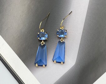 Sapphire Blue Crystal Earrings, Deep Blue Drop Earrings, Blue Dangle Earrings, Blue Wedding Jewelry, Blue Statement Earrings |8