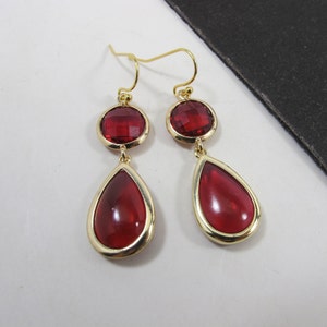 Ruby Red Crystal Earrings, July Birthstone, Ruby Red Drop Earrings, Wedding Jewelry, Red Teardrop Earrings, Bridesmaid Gift, Red Earrings |6