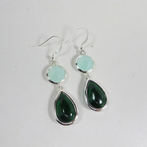 Emerald Green and Mint Green Earrings, Royal Green Earrings, Green Wedding Jewelry, Green Earrings, Crystal Earrings, Green Teardrops |6