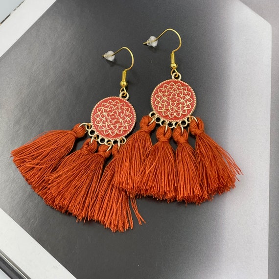 Dark orange deals earrings