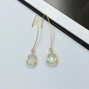 Powder Blue Teardrop Earrings, Powder Blue Long Dangle Earrings, Wedding Jewelry, Teardrop Long Hook Earrings, Boho Chic Earrings |ST1