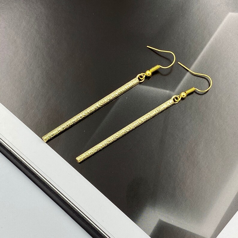 Gold Bar Earrings Bar Earrings Textured Bar Earrings Stick Earrings Minimalist Bar Earrings Gold Sticks Earrings Geometric Earrings