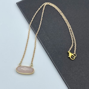 Collana con ciondolo in pietra preziosa di giada rosa, gioielli con catena in oro, elegante ciondolo in giada rosa, collana in giada fatta a mano /11