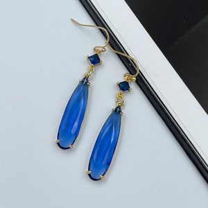 Statement Blue Crystal Statement Earrings, Blue Teardrop Earrings, Chandelier Blue Earrings, Blue Wedding Jewelry, Blue Statement jewelry |8