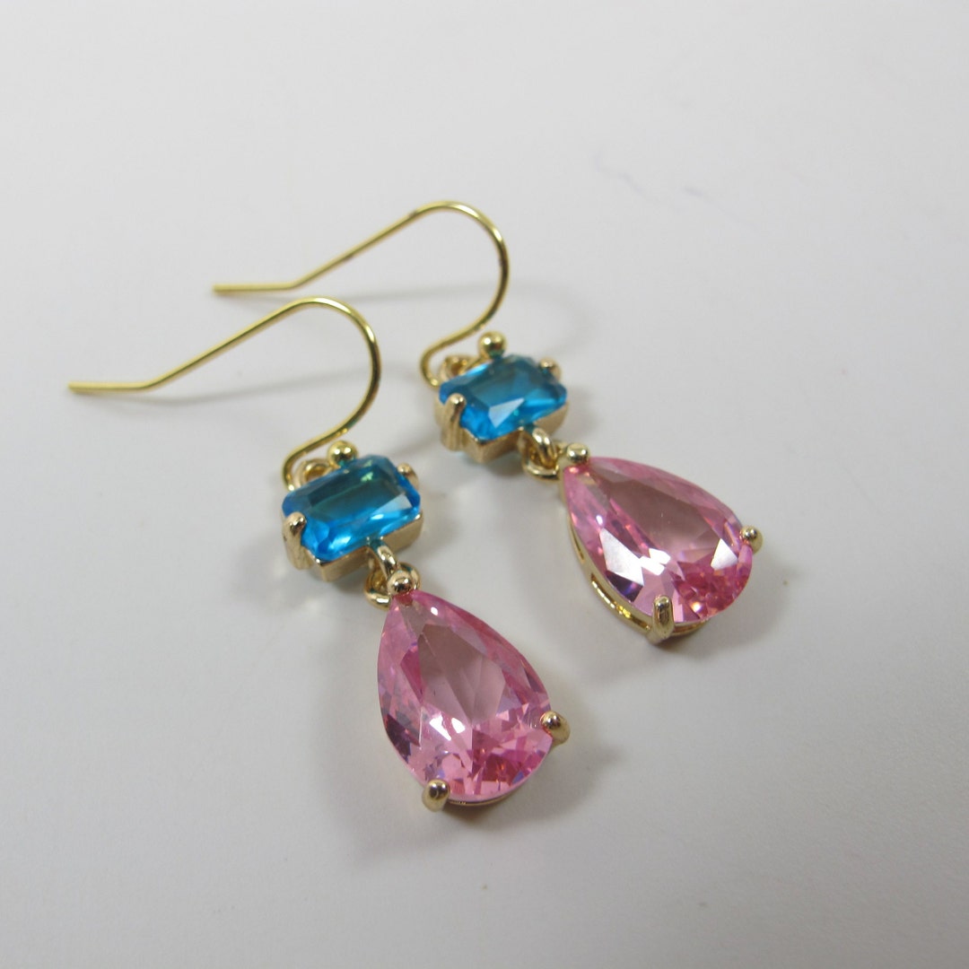 Pink and blue earrings sale