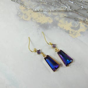 Statement Iridescent Blue Crystal Earrings, Deep Blue Drop Earrings, Blue Dangle Earrings, Blue Wedding Jewelry, special occasion jewelry|12