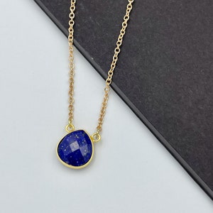 Lapis Lazuli Charm Statement Necklace, Blue Charm Necklace, Lapis Lazuli Stone Charm Necklace, Blue Lapis Lazuli Pendant Necklace, Gifts |11