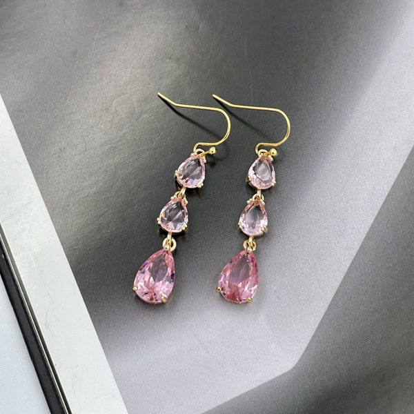 Pink Crystal Earring Etsy