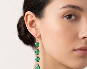 Emerald  Green Crystal Earrings, Turquoise Green Drop Earrings, Wedding Jewelry, Aqua Green Teardrop Earrings, Bridesmaid Green Earrings |b5