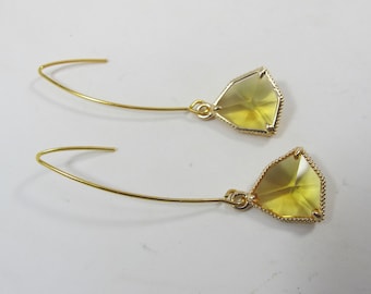 Gold Citrine Earrings, November Birthstone Earrings, Citrine Jewelry, Gold Statement Earrings, Mother's Day Gift, Gold Drop Earrings |1