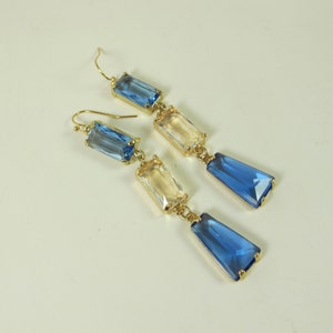 Capri Blue and Clear Crystal Statement Earrings, Blue Teardrop Earrings, Sapphire Blue Dangle Earrings, Wedding Earrings, Gift for Her |8